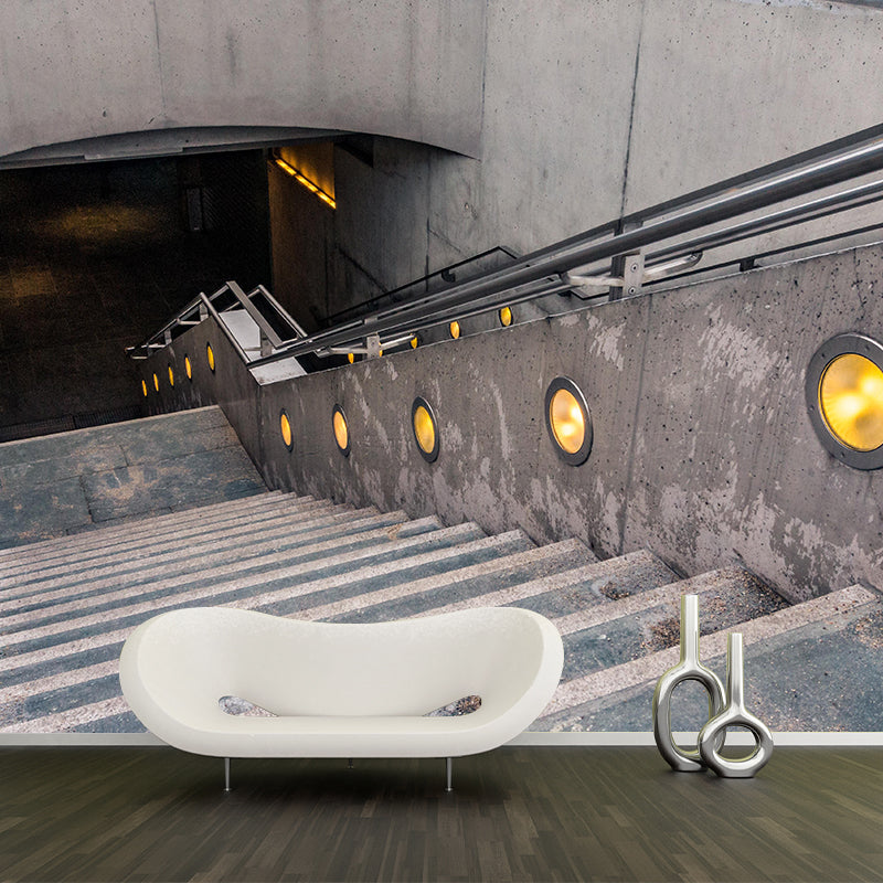 Stairs Architecture Mural Wallpaper Stain Resistant Wall Decor for Home Decor