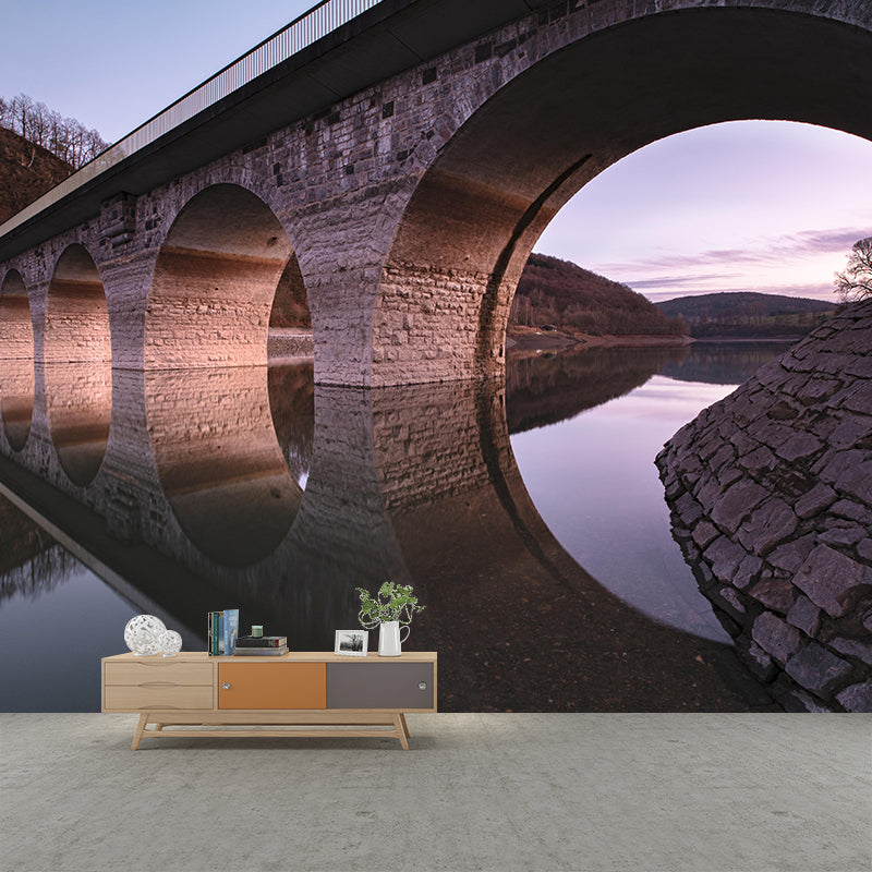 Brick Bridge Architecture Mural Wallpaper Stain Resistant Wall Decor for Home Decor