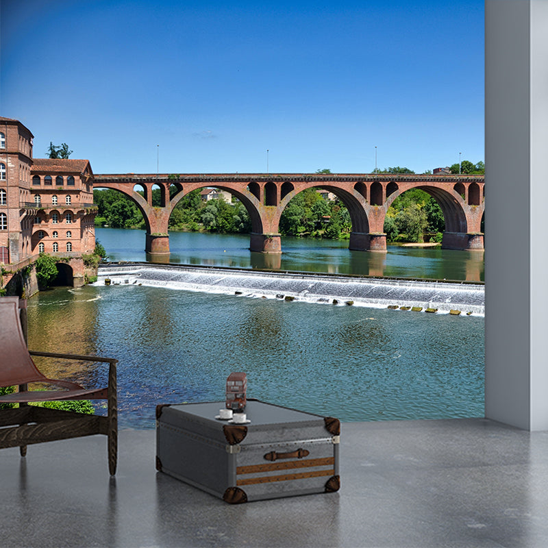 Brick Bridge Architecture Mural Wallpaper Stain Resistant Wall Decor for Home Decor