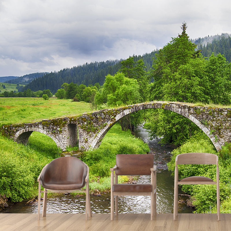 Stone Bridge Architecture Wall Mural Stain Resistant for Bedroom