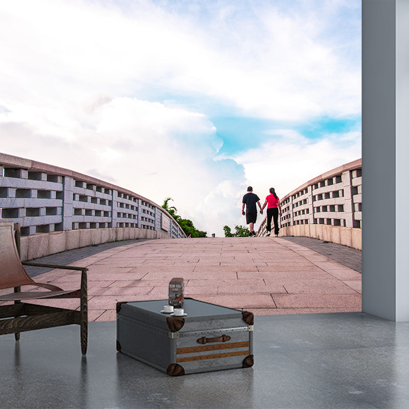 Stone Bridge Architecture Wall Mural Stain Resistant for Bedroom