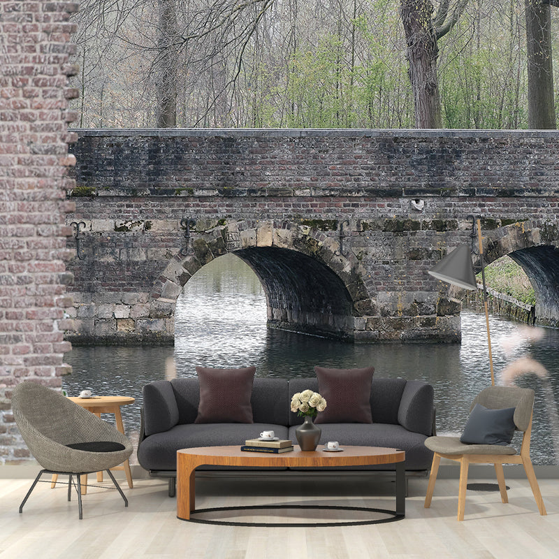 Stone Bridge Architecture Wall Mural Stain Resistant for Bedroom