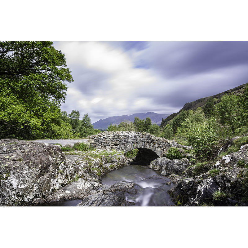 Contemporary Stone Bridge Architecture Mural Wallpaper Stain Resistant for Sitting Room