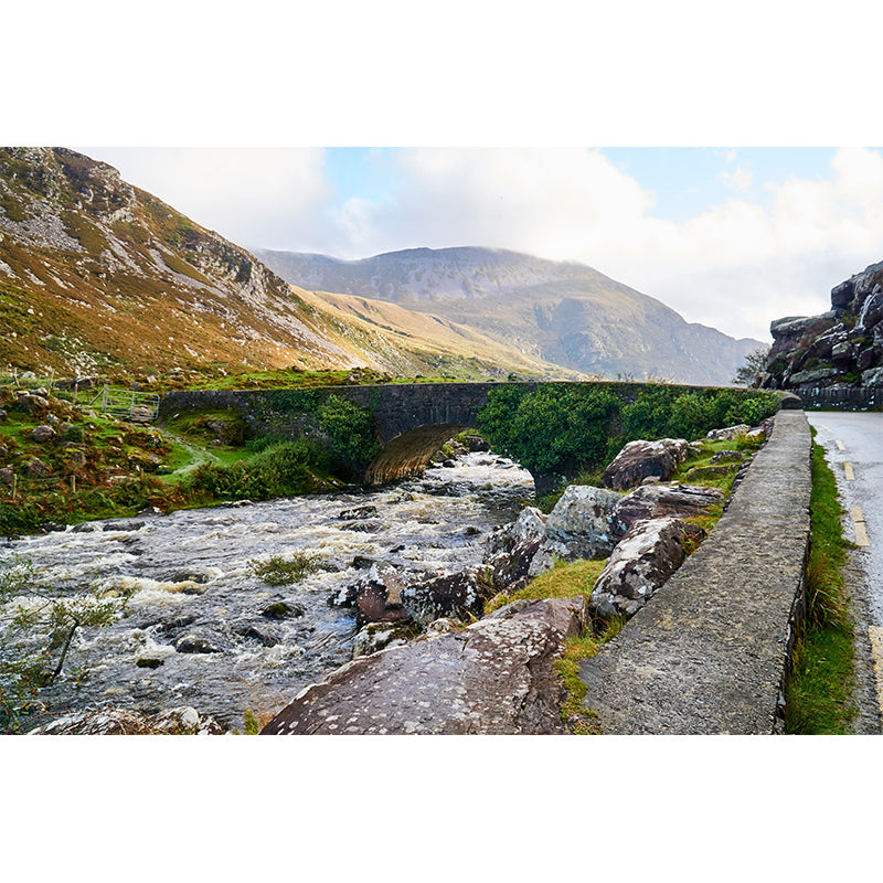 Contemporary Stone Bridge Architecture Mural Stain Resistant for Study Room