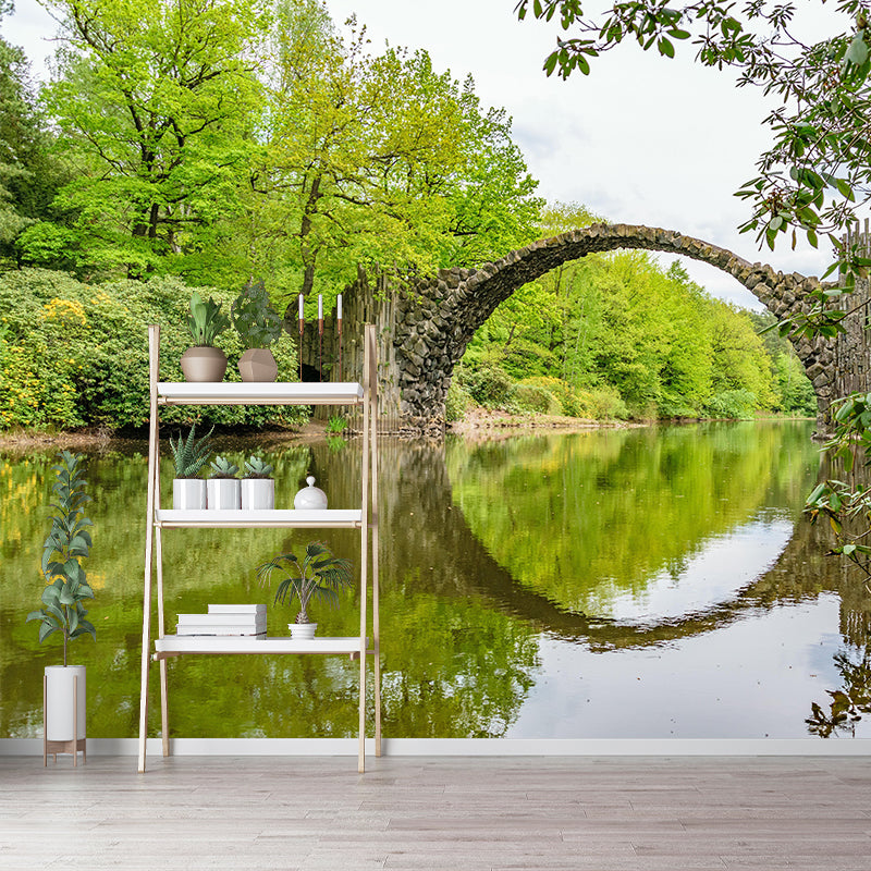 Contemporary Stone Bridge Architecture Mural Wallpaper Stain Resistant for Study Room