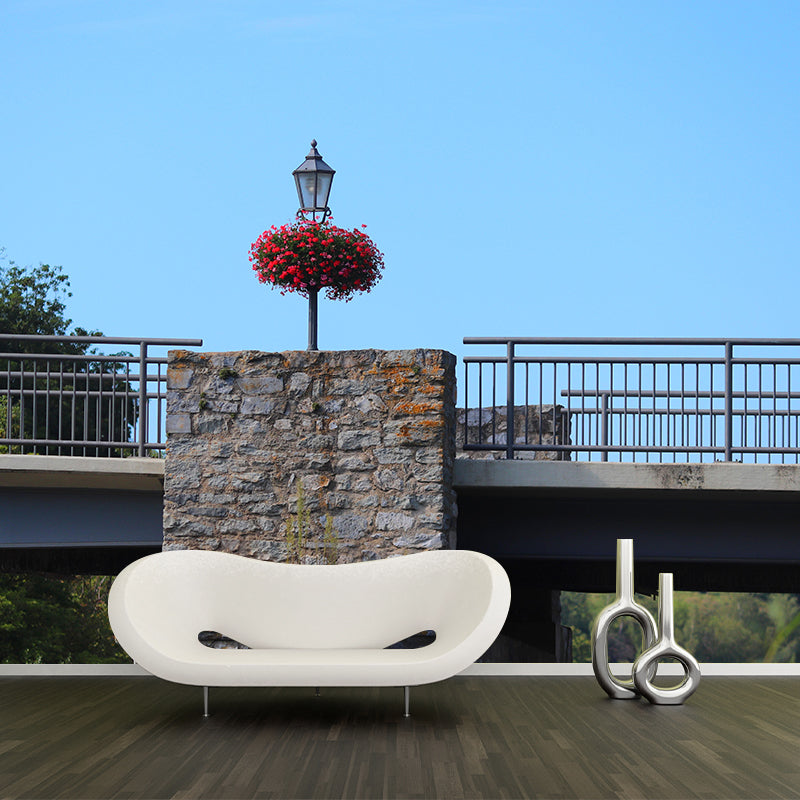 Contemporary Stone Bridge Architecture Mural Wallpaper Stain Resistant for Study Room