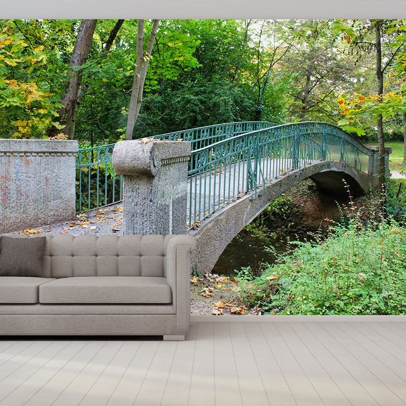 Contemporary Stone Bridge Architecture Mural Wallpaper Stain Resistant for Study Room