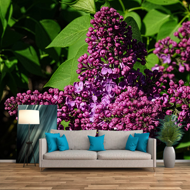 Customized Lilac Mural Wall Covering Eco-friendly Wallpaper for Bedroom