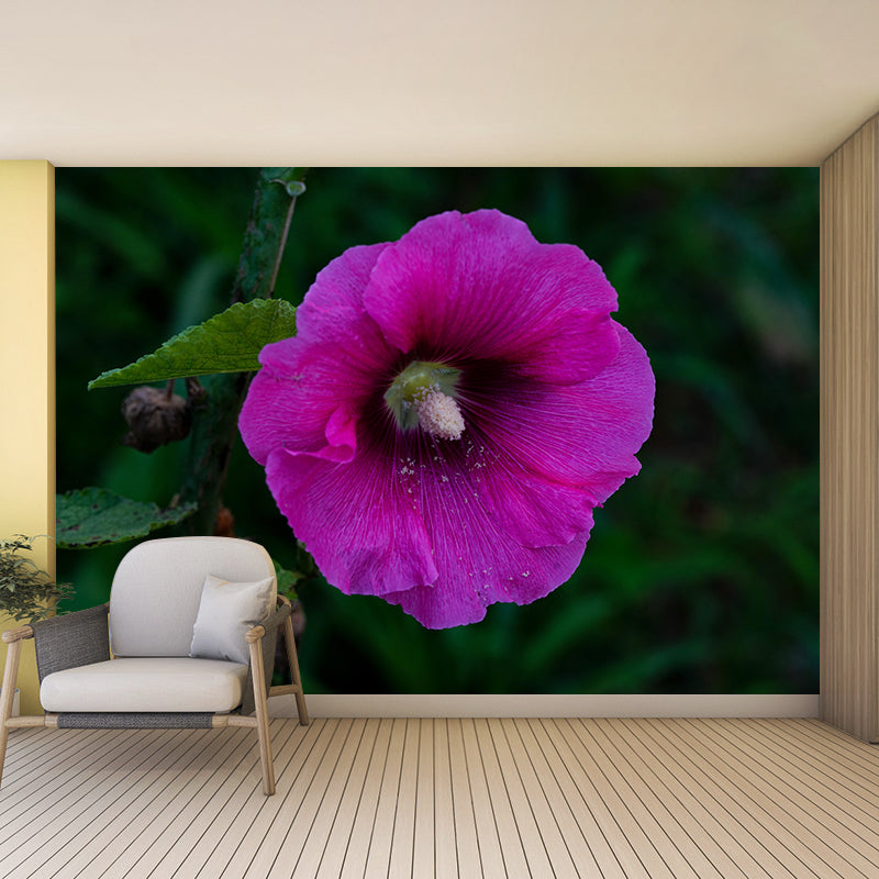 Customized Hollyhock Mural Wall Covering Eco-friendly Wallpaper for Bedroom