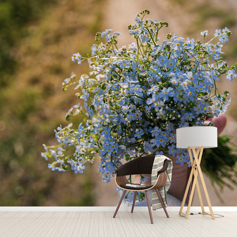 Customized Forget-Me-Not Mural Wall Covering Eco-friendly Wallpaper for Bedroom
