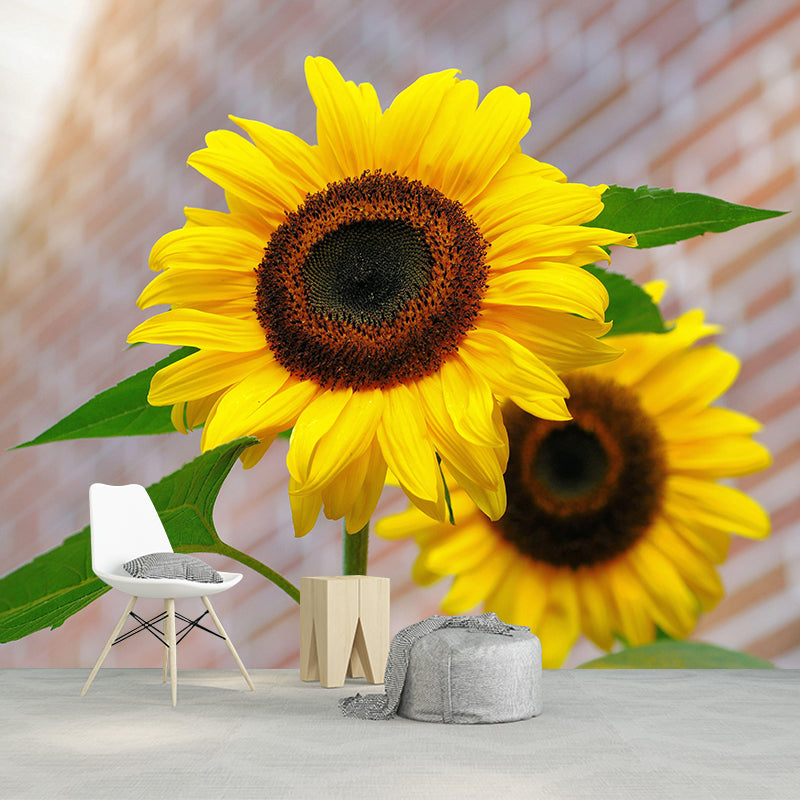 Customized Sunflower Mural Wall Covering Eco-friendly Wallpaper for Bedroom