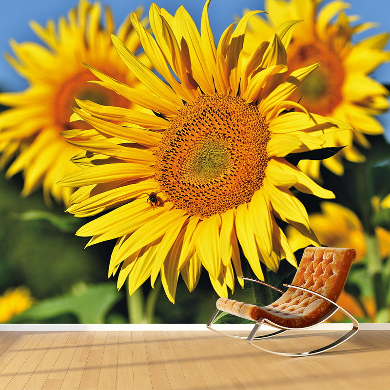 Customized Sunflower Mural Wall Covering Eco-friendly Wallpaper for Bedroom