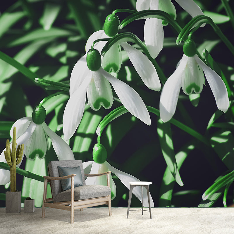 Customized Snow Lotus Mural Wall Covering Eco-friendly Wallpaper for Bedroom