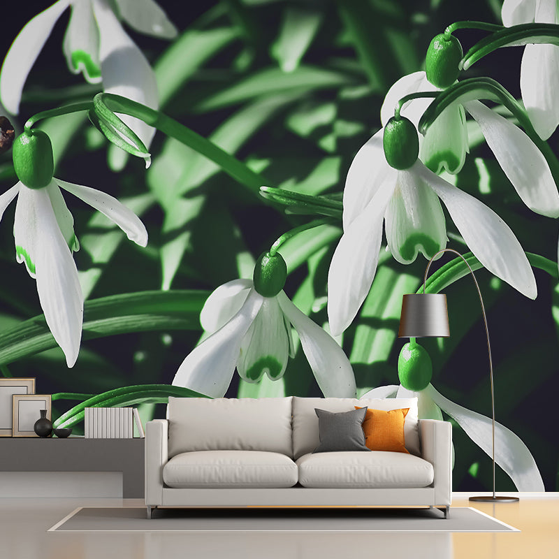 Customized Snow Lotus Mural Wall Covering Eco-friendly Wallpaper for Bedroom