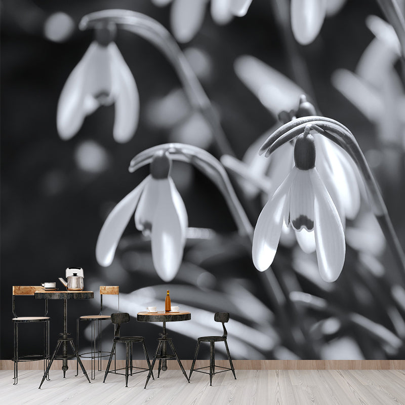 Customized Snow Lotus Mural Wall Covering Eco-friendly Wallpaper for Bedroom