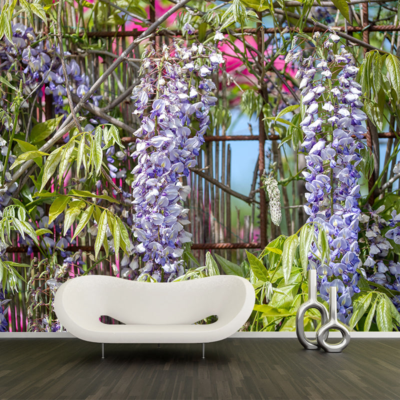 Customized Wisteria Mural Wall Covering Eco-friendly Wallpaper for Bedroom