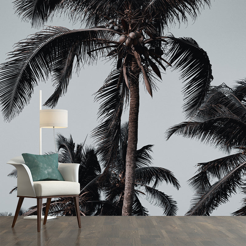Tropical Trees Mural Moisture Resistant Wall Covering for Dining Room, Custom Size Available