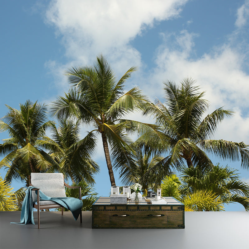 Tropical Trees Mural Moisture Resistant Wall Covering for Dining Room, Custom Size Available