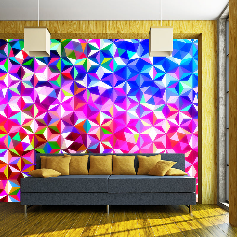 Geometric Shape Mural Wallpaper Moisture Resistant for Sitting Room, Waterproofing