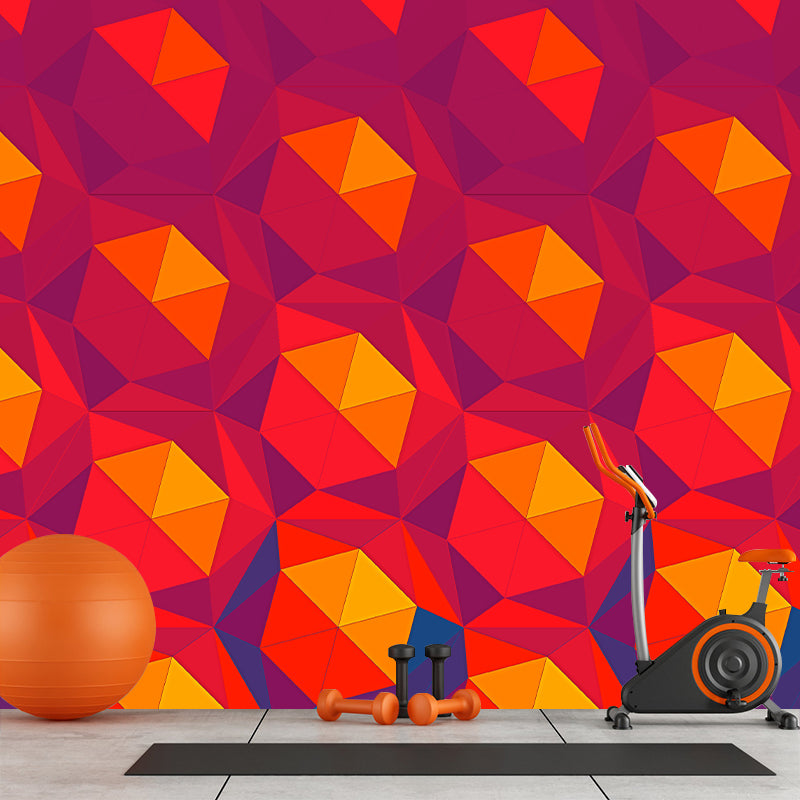 Geometric Shape Mural Wallpaper Moisture Resistant for Sitting Room, Waterproofing