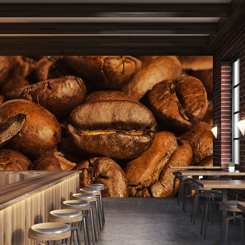 Modern Coffee Shop Wall Decor Coffee Beans Mural Wallpaper, Water Resistant