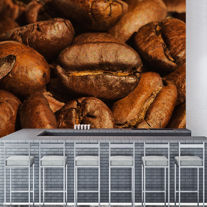 Modern Coffee Shop Wall Decor Coffee Beans Mural Wallpaper, Water Resistant