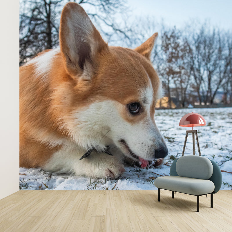Lovely Corgi Mural Wall Decor Living Room Wall Covering for Decoration