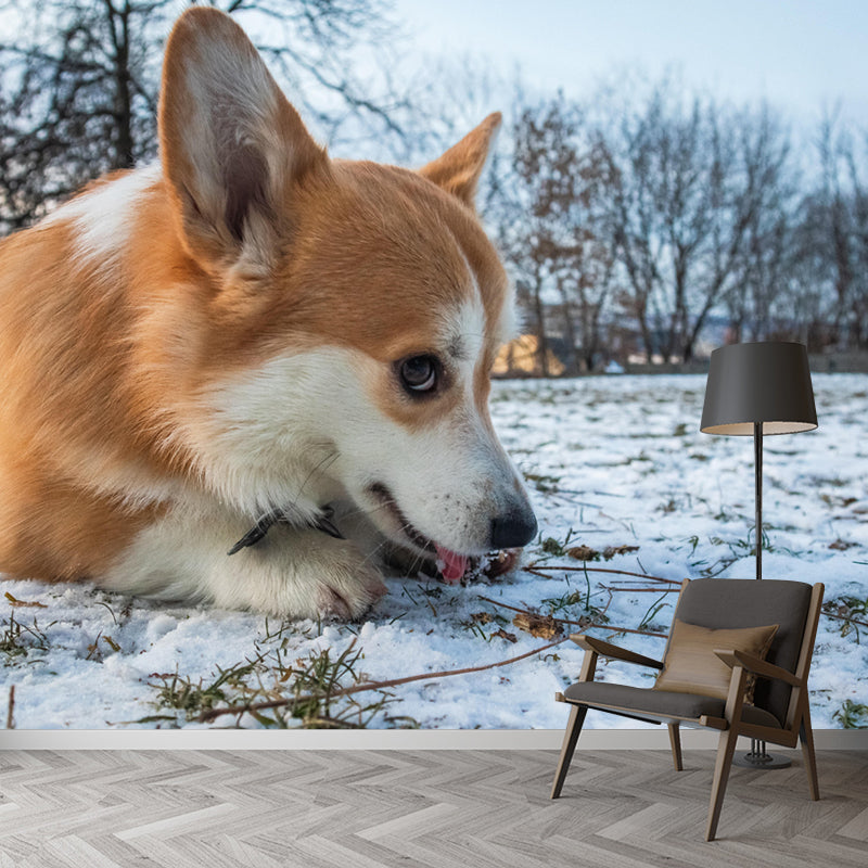 Lovely Corgi Mural Wall Decor Living Room Wall Covering for Decoration