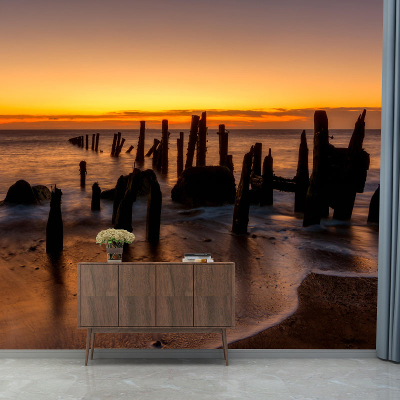 Customized Big Sea Wall Mural Modernism Mildew Resistant Wall Decor for Bathroom