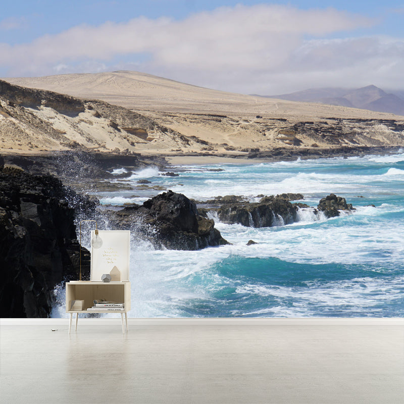 Sea Mural Horizontal Photography Modernism Wall Decor for Bathroom