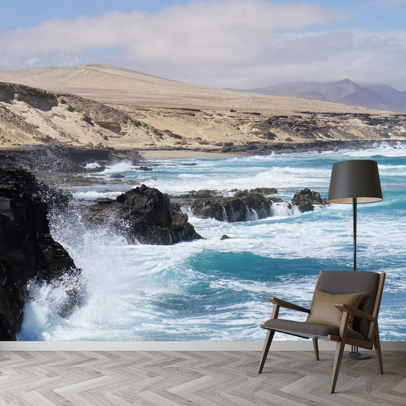 Sea Mural Horizontal Photography Modernism Wall Decor for Bathroom