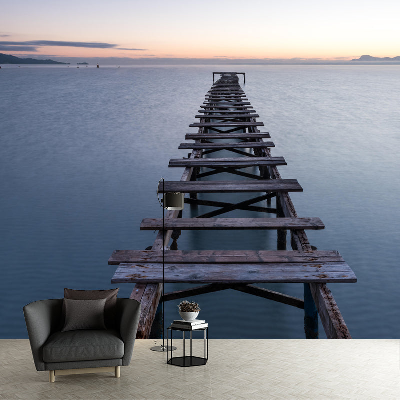 Boundless Sea Mural Horizontal Photography Modernism Wall Decor for Living Room