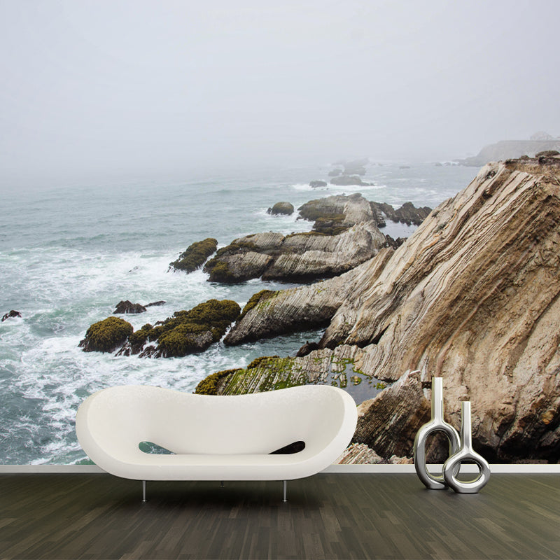 Customized Sea Wall Mural Modernism Mildew Resistant Wall Decor for Bathroom