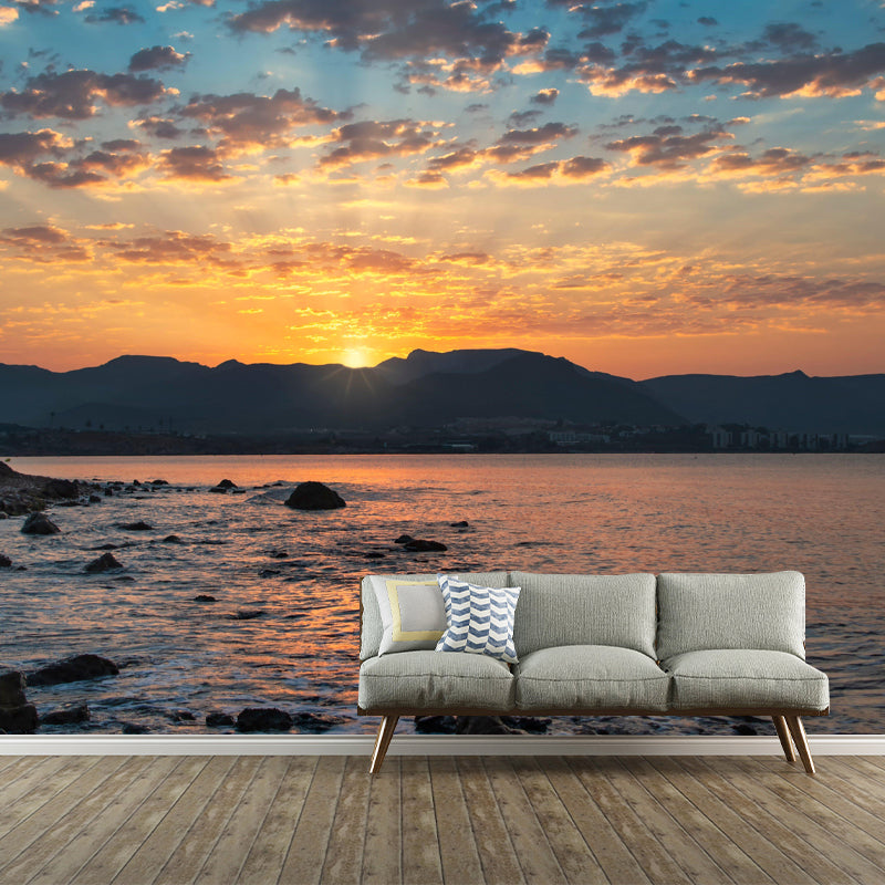 Beautiful Sea Mural Horizontal Photography Modernism Wall Decor for Living Room