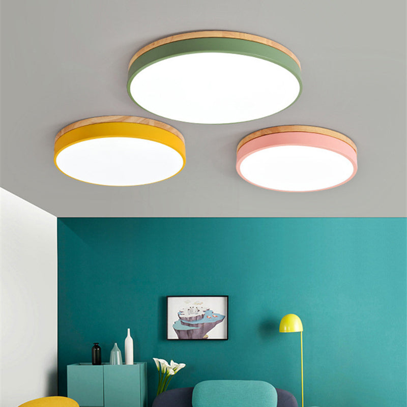 Plafonnier encastré à 1 lumière à abat-jour rond, de style simple et moderne