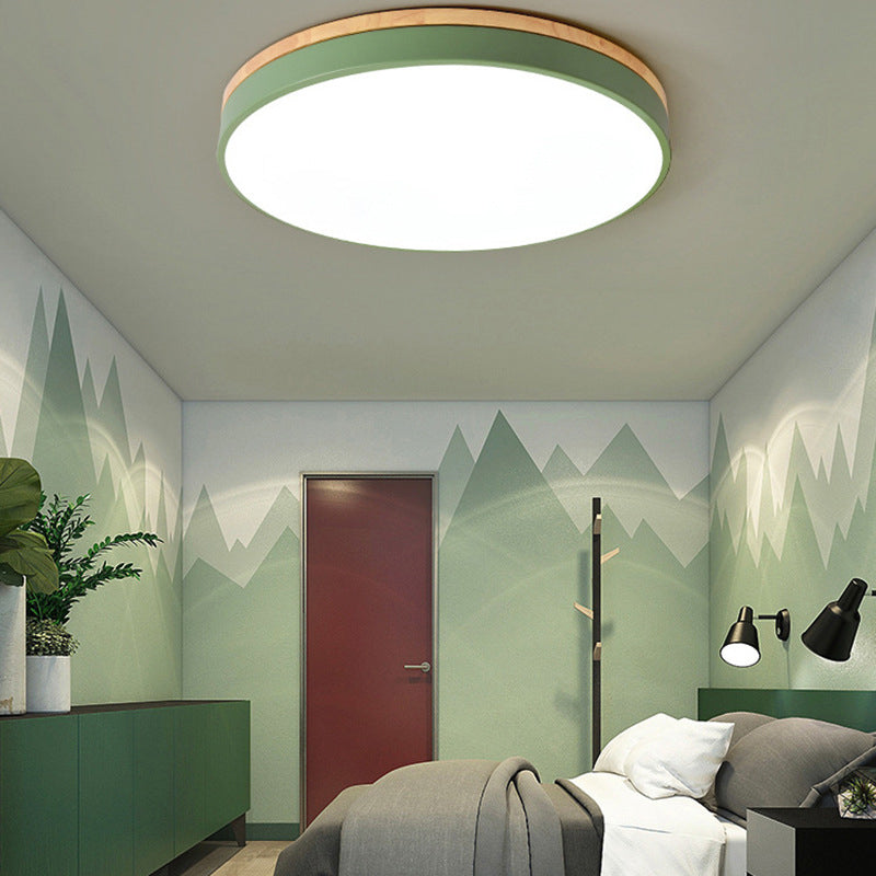 Plafonnier encastré à 1 lumière à abat-jour rond, de style simple et moderne