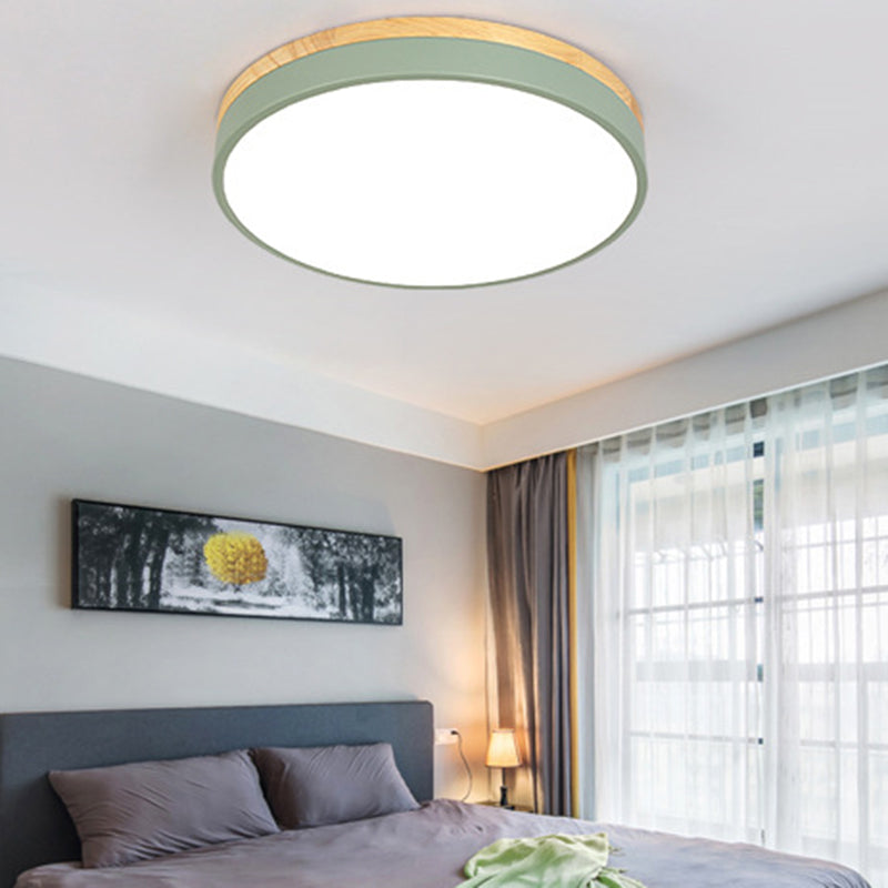 Plafonnier encastré à 1 lumière à abat-jour rond, de style simple et moderne