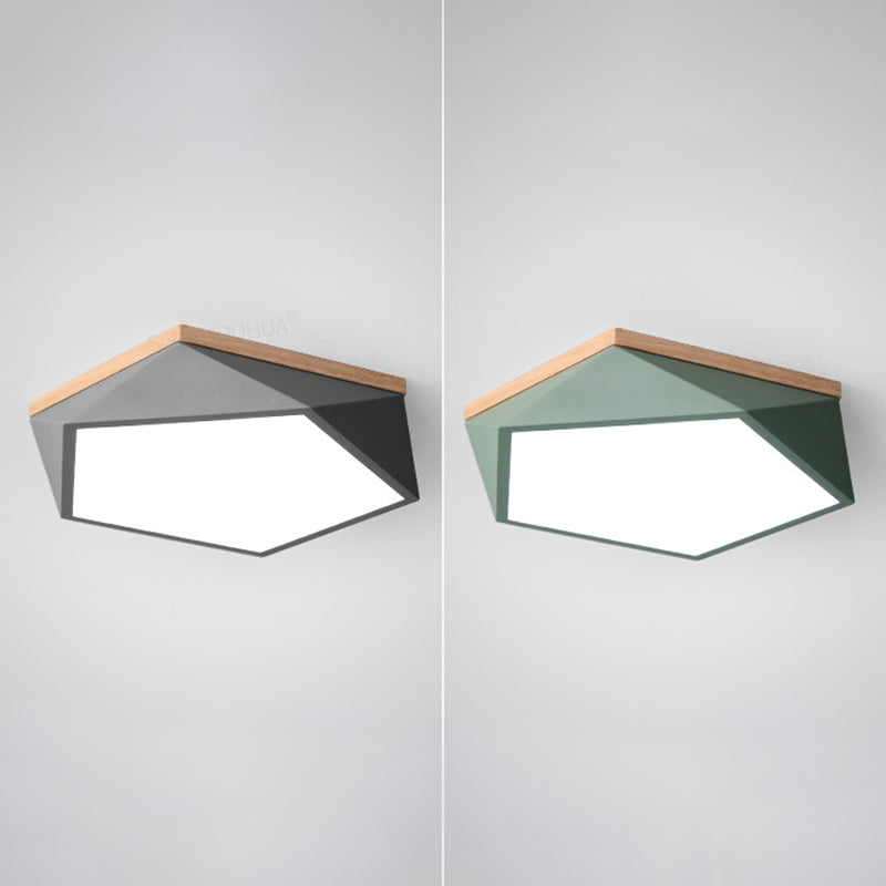 Modern Fashionable LED Ceiling Light Iron Geometric Macaron Flush Mount with Acrylic Shade