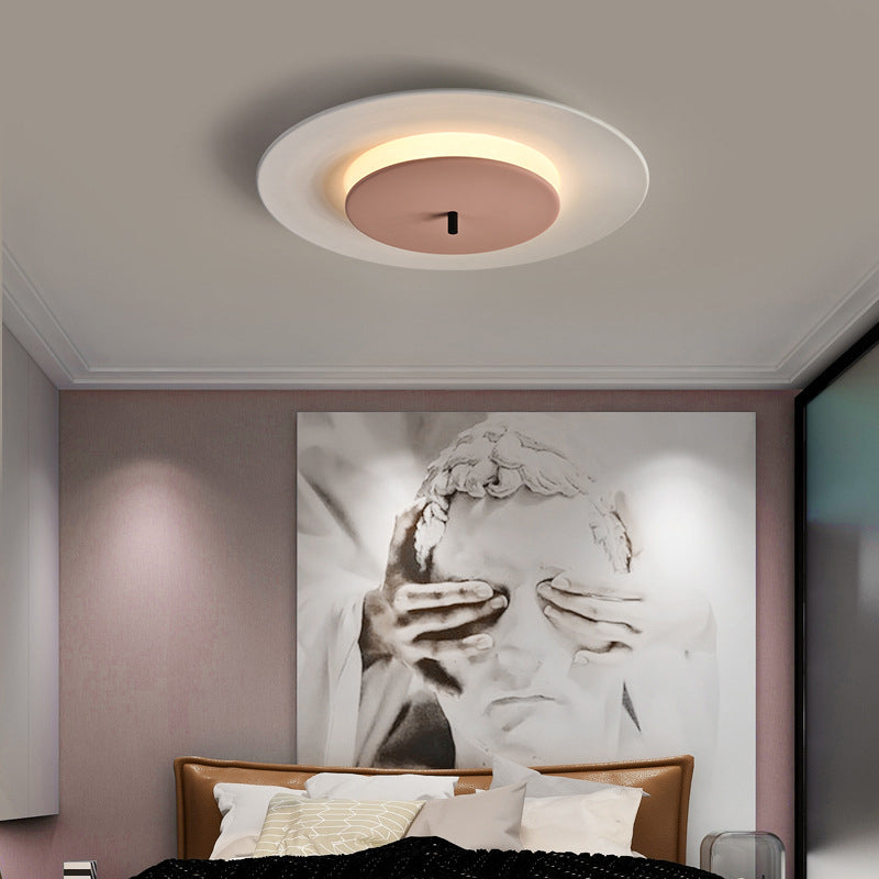 Acrylic Circular LED Ceiling Fixture in Modern Style Aluminium Macaron Flush Mount for Bedroom