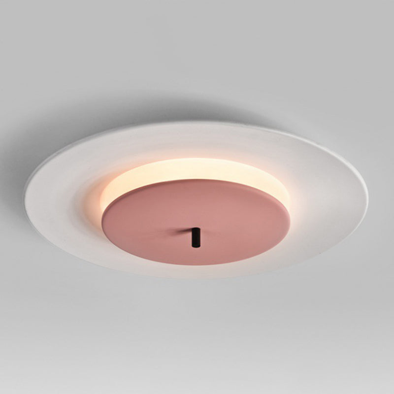 Acrylic Circular LED Ceiling Fixture in Modern Style Aluminium Macaron Flush Mount for Bedroom