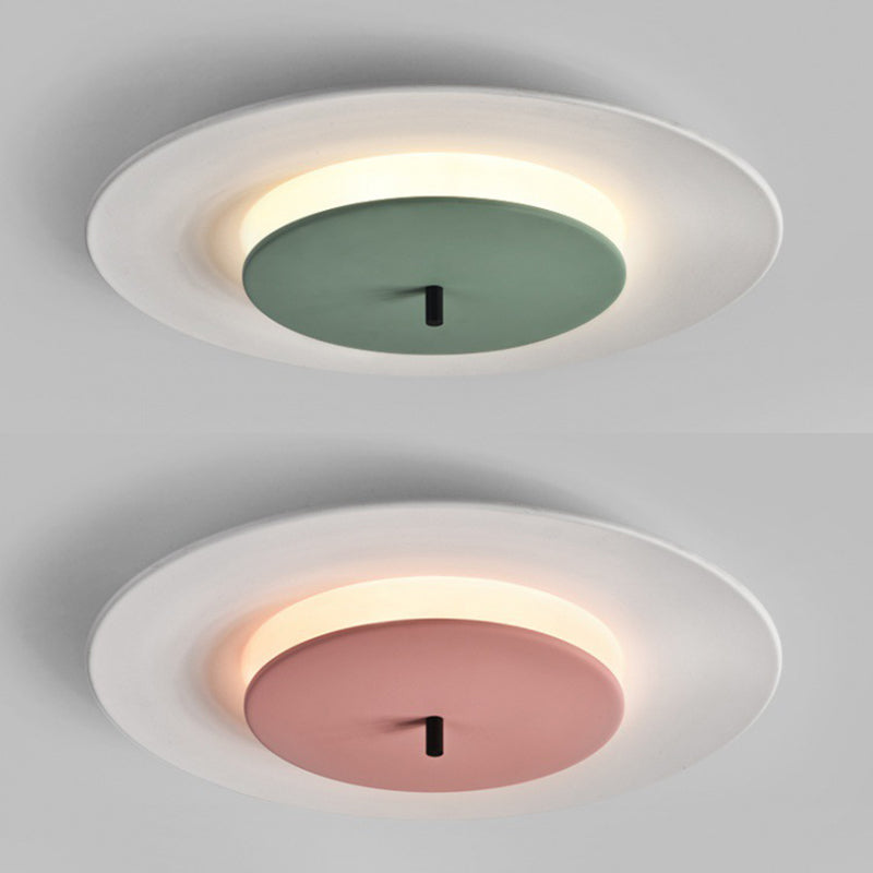 Acrylic Circular LED Ceiling Fixture in Modern Style Aluminium Macaron Flush Mount for Bedroom