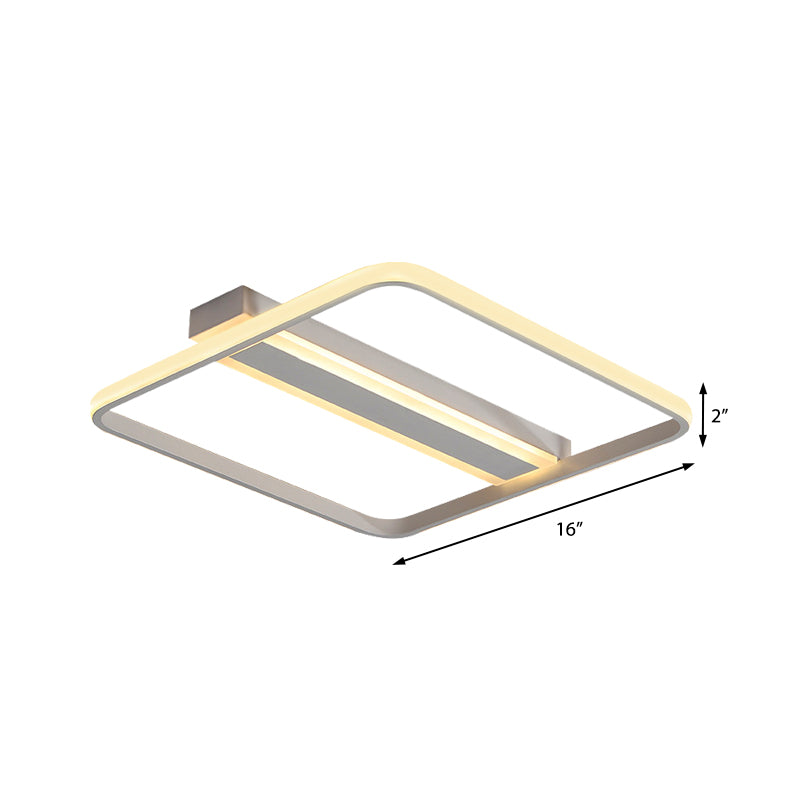16 "/19.5" /23.5 " Wide Squared Flushmount Warm / White Light Minimalist Metal Led Flush Ceiling Light with Linear Canopy