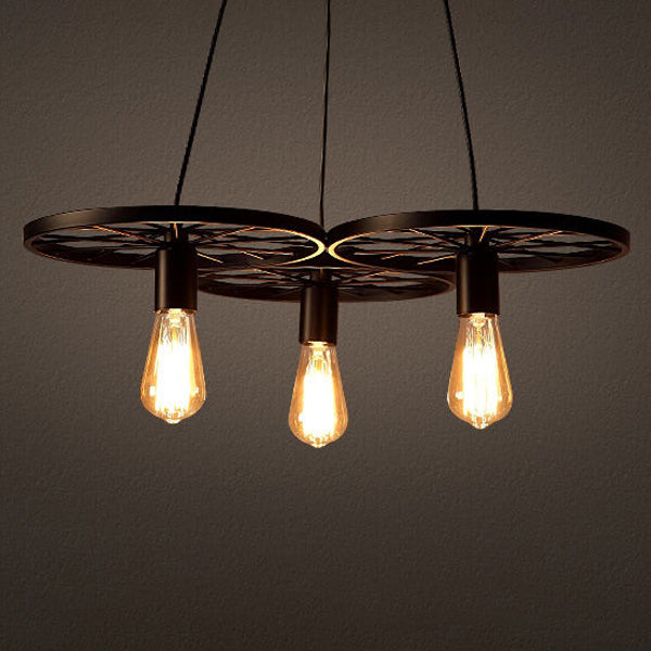Wheel Multi Lights Chandelier Light Fixture Industrial Metal Island Pendants
