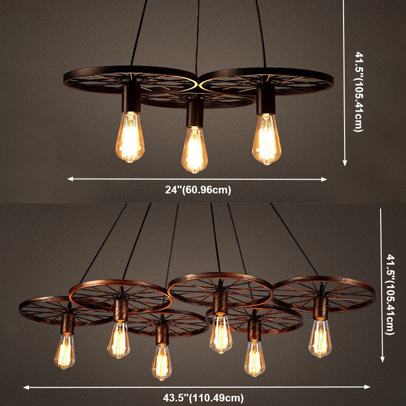 Wheel Multi Lights Chandelier Light Fixture Industrial Metal Island Pendants
