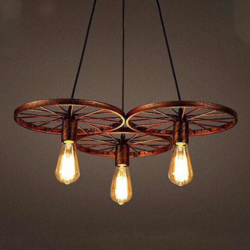 Wheel Multi Lights Chandelier Light Fixture Industrial Metal Island Pendants