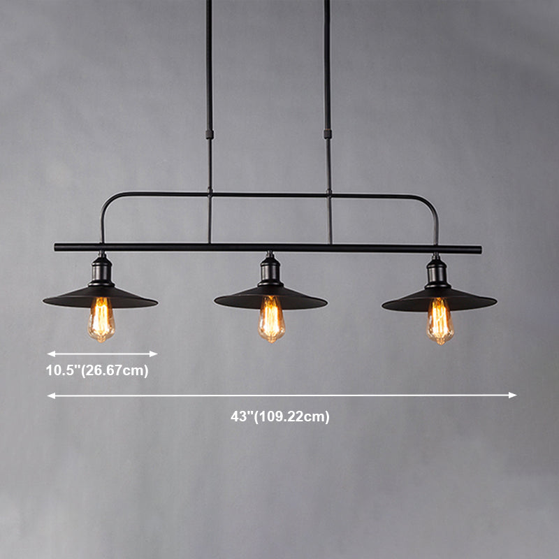 Cone Industrial Island Pendant Lighting 3-Lights Metal Chandelier Lighting Fixtures