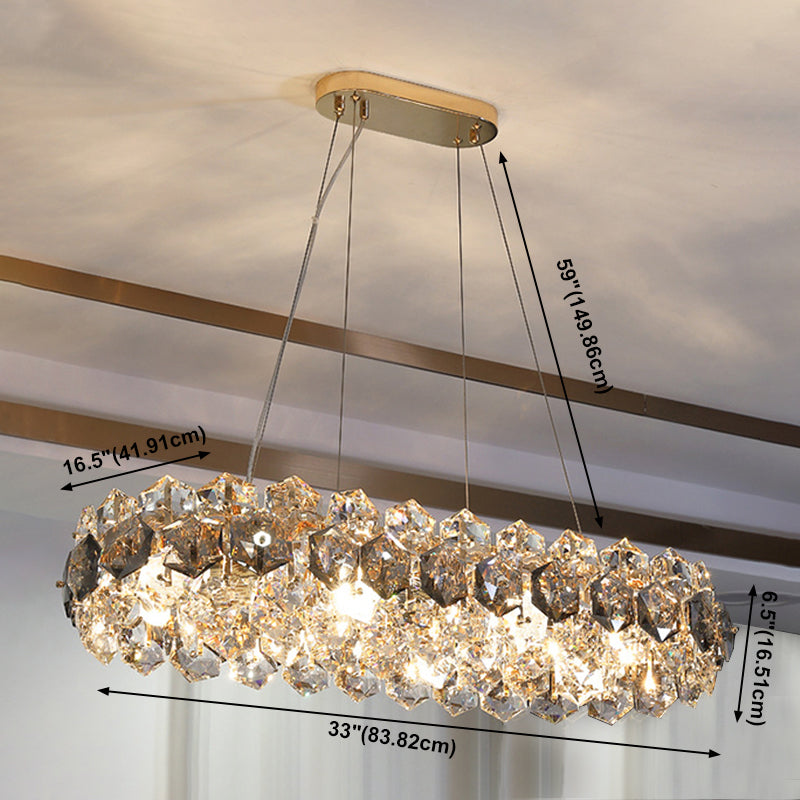Lampadario moderno lampadario ovale isola cristallo 8 lampade isole luminose in oro per sala da pranzo