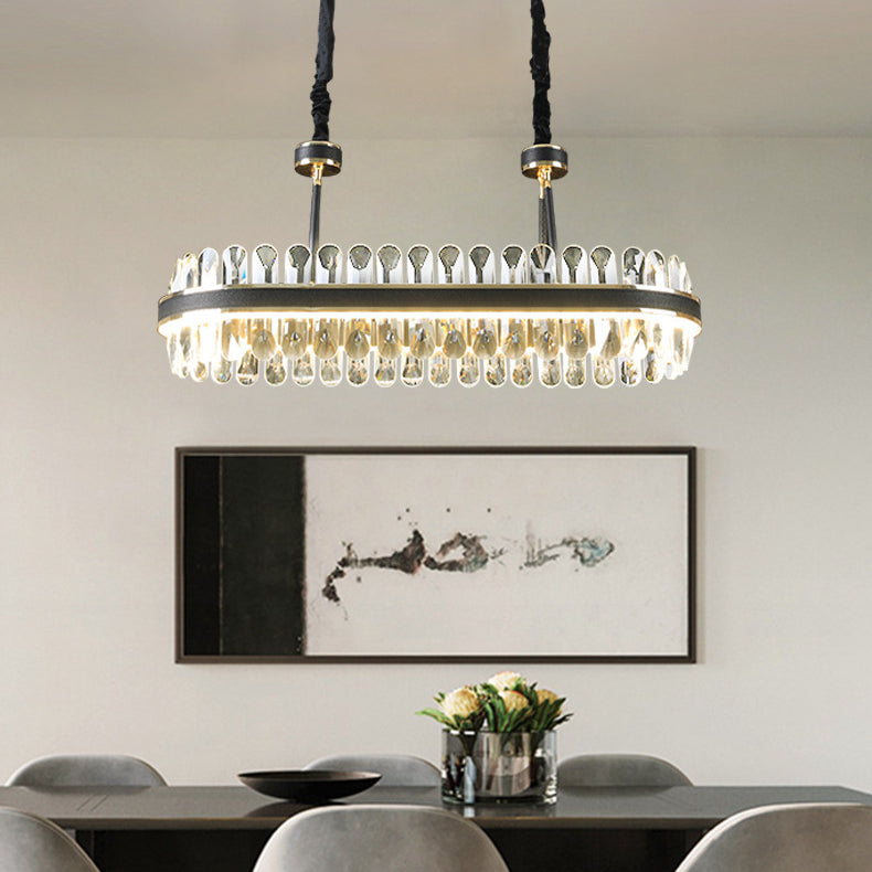 Luci dell'isola geometrica moderna lampadario cristallo 1 illuminazione isola luminosa in finitura nera