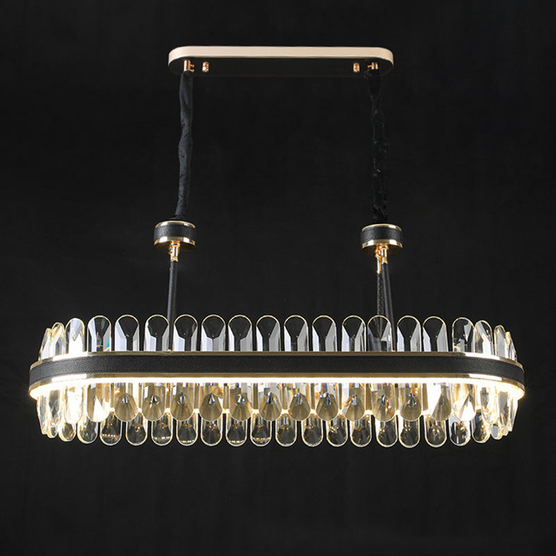 Luci dell'isola geometrica moderna lampadario cristallo 1 illuminazione isola luminosa in finitura nera