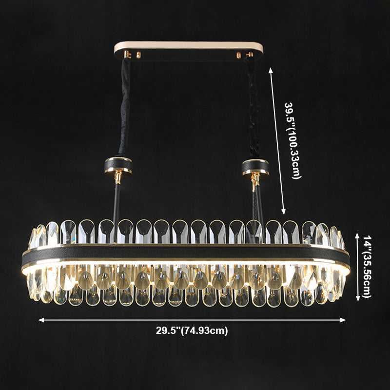Luci dell'isola geometrica moderna lampadario cristallo 1 illuminazione isola luminosa in finitura nera